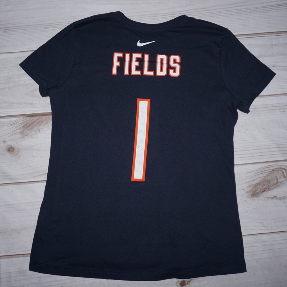 Official Women's Chicago Bears Justin Fields Nike Navy T-Shirt